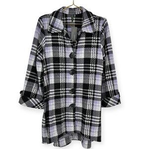 Shannon Passero Plaid Aphra Swing‎ Jacket NWT Black/Lavender Size S Button-Up